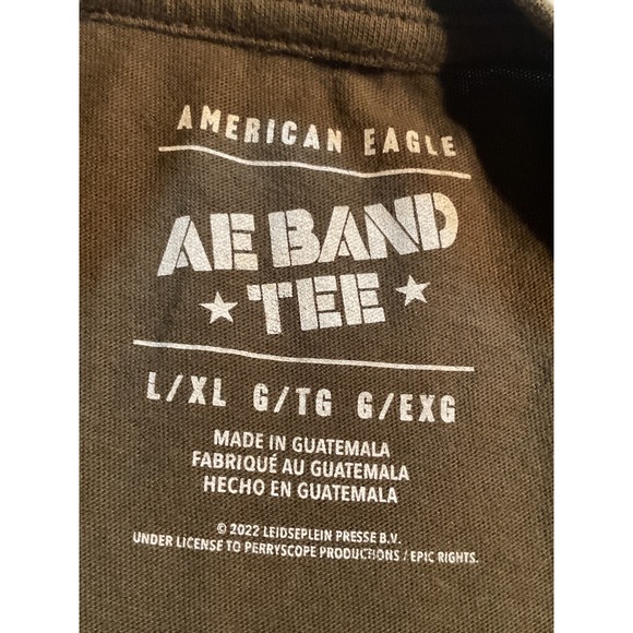 American Eagle AC/DC Graphic Band Tee Shirt Olive Green Brown Mens L/XL XL - Picture 3 of 5